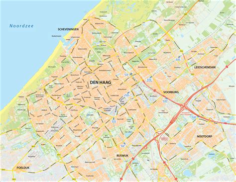 Kaart van Den Haag met aanduiding van locaties waar de Ooievaarspas gebruikt kan worden