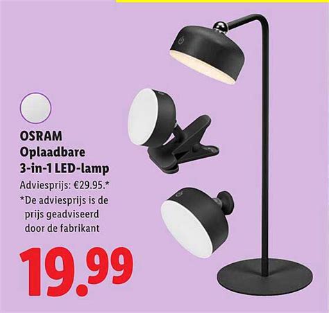 Tabel met specificaties van de Osram oplaadbare LED lamp
