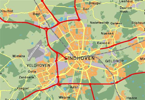 Kaart van Eindhoven met mogelijke trainingslocaties