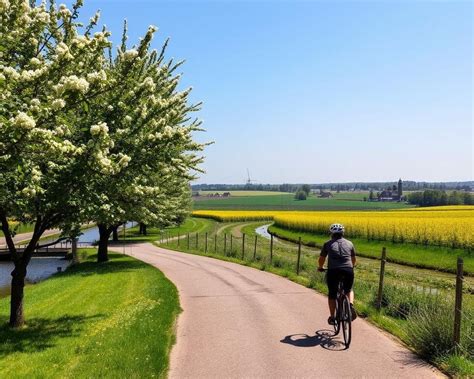 Een renner die een lange, rustige fietstocht maakt in een landelijk gebied.
