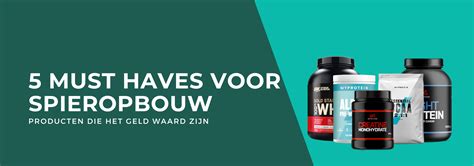 Tabel met verschillende spieropbouw supplementen en hun belangrijkste ingrediënten