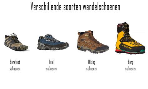 Verschillende soorten wandelschoenen
