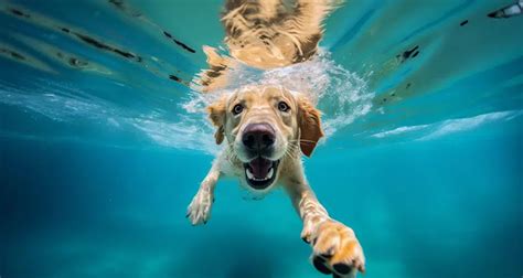 Hond die zwemt in een meer