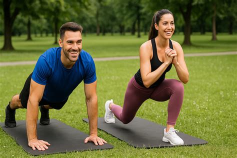 Fitnessoefeningen in een park