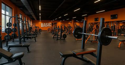Interieur van een Basic-Fit club met diverse fitnessapparatuur