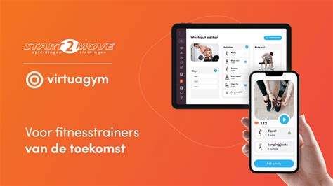 Mockup van de Virtuagym app op een smartphone