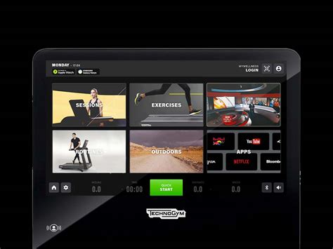 Screenshot van de Technogym Live interface op een crosstrainer console.