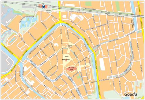 Kaart van Gouda met locatie van Basic-Fit Gouda Pottersplein