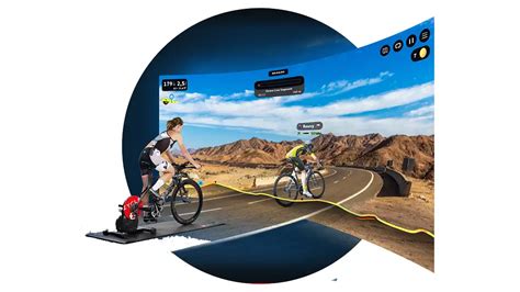 Fietsers in een virtuele Zwift-omgeving