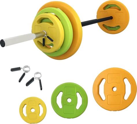 Illustratie van een Bodypump halterset met gewichten