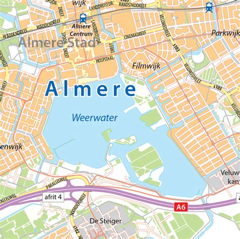 Kaart van Almere met Markerkant gemarkeerd