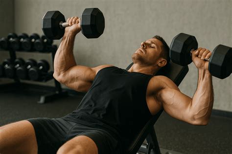 Man die dumbbell curls doet op een incline bankje
