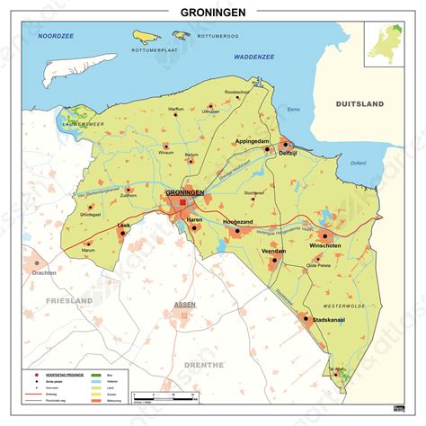 Kaart van de regio Groningen met locaties van Vrolijk & Fit