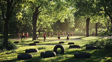 Groepsles bootcamp in het park