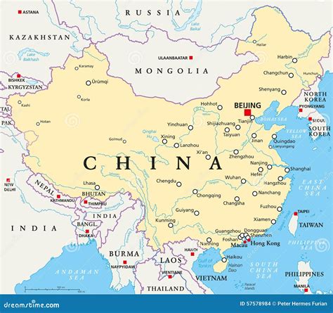 Kaart van China met belangrijke stedelijke centra en distributieknopen