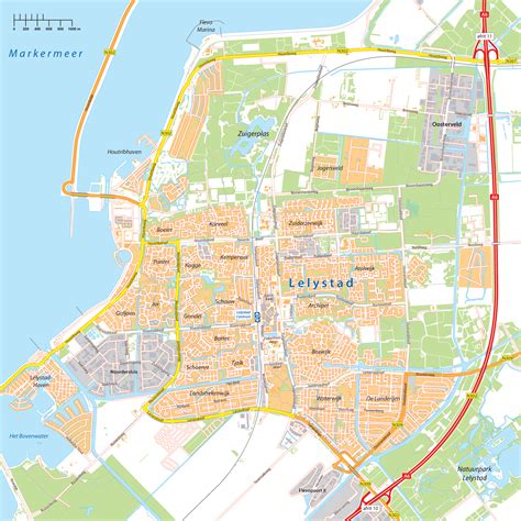 Kaart van Lelystad met locaties van sportscholen