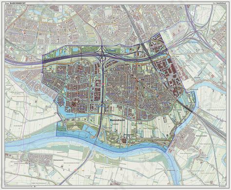 Kaart met Barendrecht en omliggende plaatsen zoals Ridderkerk, Heerjansdam, etc.