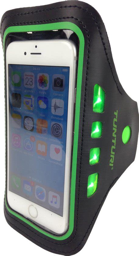 Illustratie van de Tunturi Sport Telefoonarmband met LED-verlichting