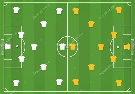 Voetbalveld met spelers