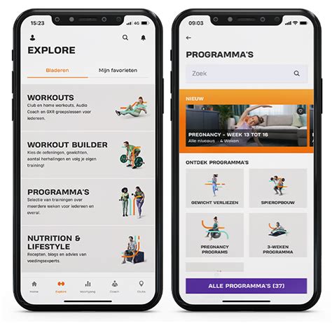 Smartphone met Basic-Fit app interface