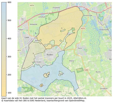 Kaart van Roden met locaties van sportevenementen