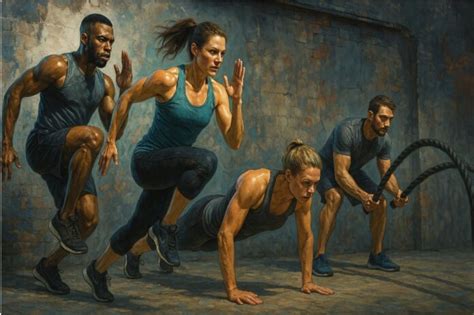 Motiverende afbeelding van sporters tijdens een training