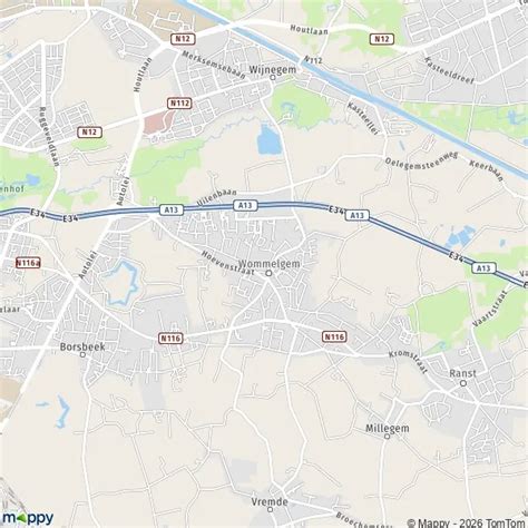 Kaart van Wommelgem met de locatie van Basic-Fit