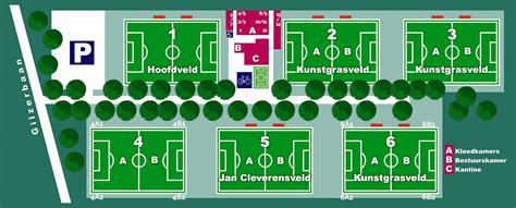 Plattegrond van Sportpark Escapade met verschillende sportvelden