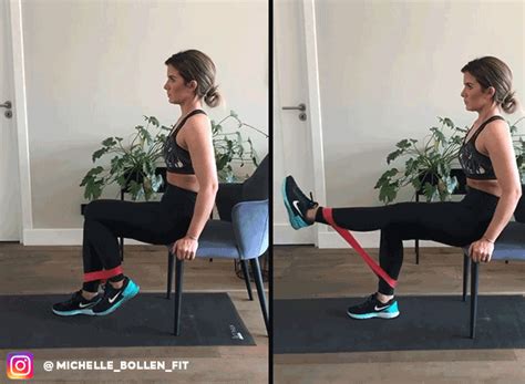 Leg extension met een weerstandsband thuis