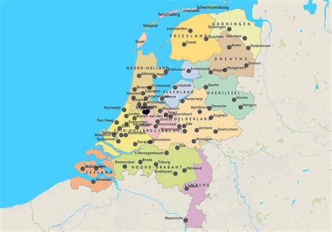 Kaart van Zuid-Nederland met belangrijke steden
