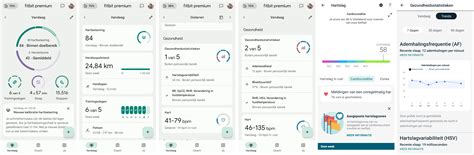 Fitbit app met overzicht van slaap, activiteit en hartslag