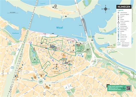 Kaart van Nijmegen met mogelijke bootcamp locaties gemarkeerd