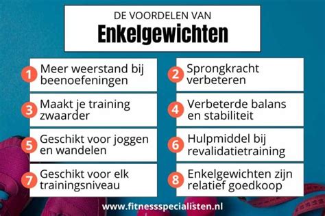 Infographic met de voordelen van het gebruik van enkelgewichten