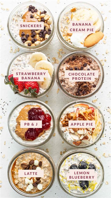 Illustratie van overnight oats met diverse toppings