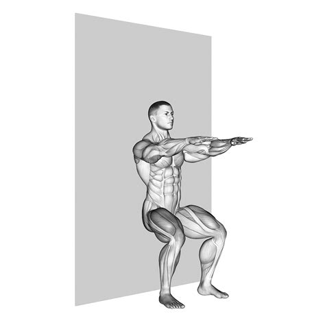 Visualisatie van een isometrische squat (wall sit)