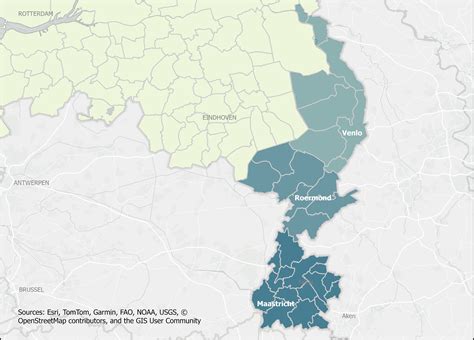 Kaart van Midden-Limburg met diverse recreatiemogelijkheden